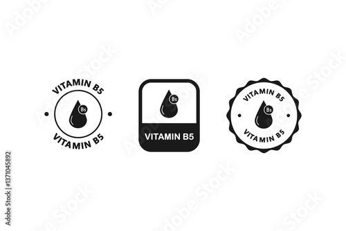 Vitamin B5, label or sticker. Organic cosmetic icon. Organic skin care components or labels.