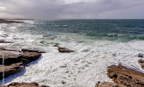 Wild Atlantic Way Ocean. Aerial landscape Cliffs, Ireland.