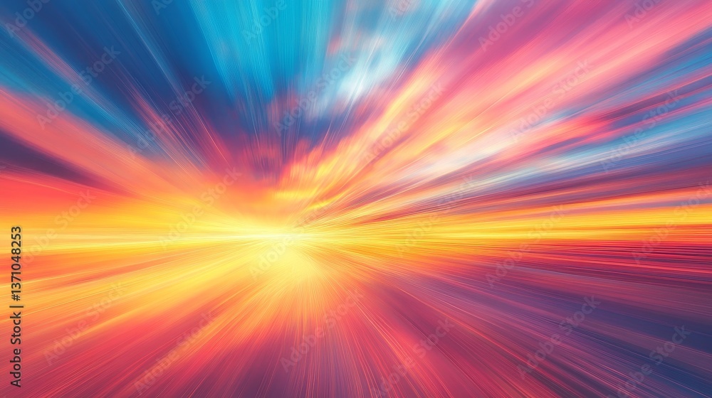 Obraz premium Blurred vibrant sunset light speed abstraction.