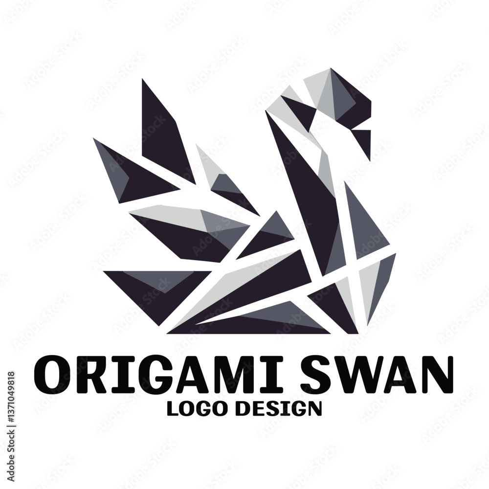 Obraz premium Origami Swan Vector Logo Design