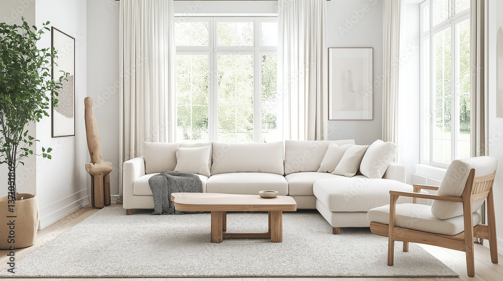 Fototapeta premium Modern Living Room With Large Window