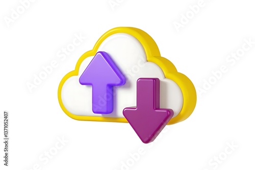 Obraz na płótnie 3d cloud upload download icon isolated on white background