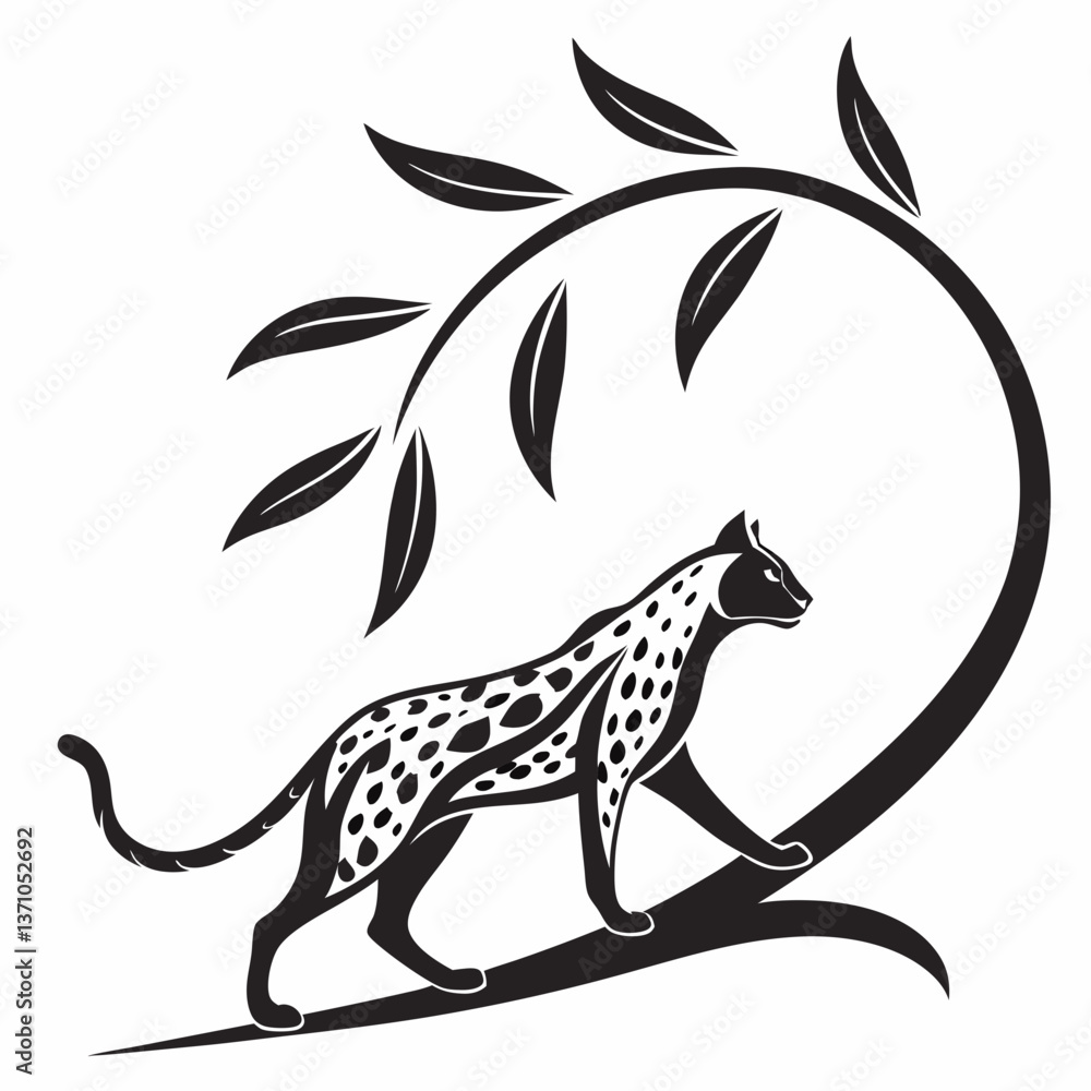 Obraz premium Ocelot black silhouette icon vector