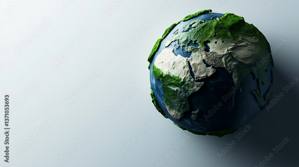 Fototapeta premium Conceptual three-dimensional model of the Earth portraying the continents