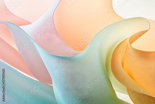 Abstract Flowing Fabric in Pastel Colors Creates Dreamy Modern Art