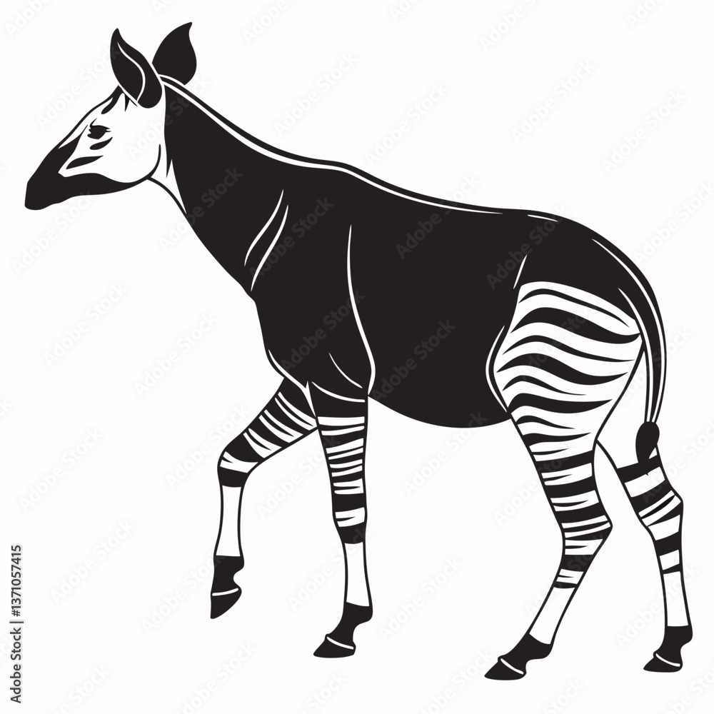 Obraz premium Okapi black silhouette icon vector