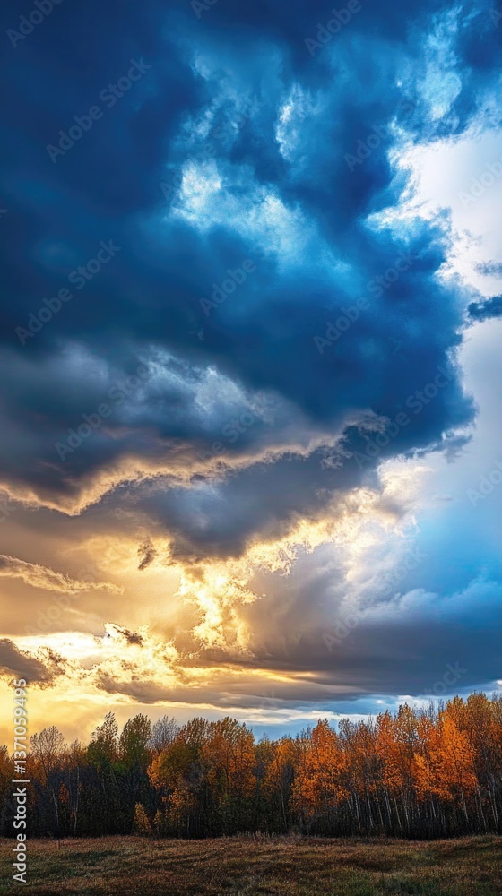 Fototapeta premium A single horse stands alone in a green field under a cloudy sky, providing a peaceful atmosphere