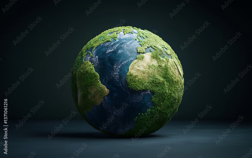 Fototapeta premium Earth Model, Dark Studio