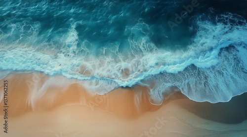 Waves Gently Crashing on a Sandy Shore During Daylight Hours at a Coastal Loc...