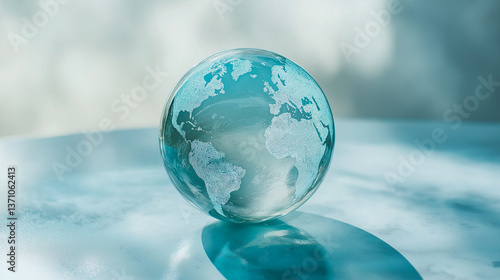 world globe, close up view crystal ball