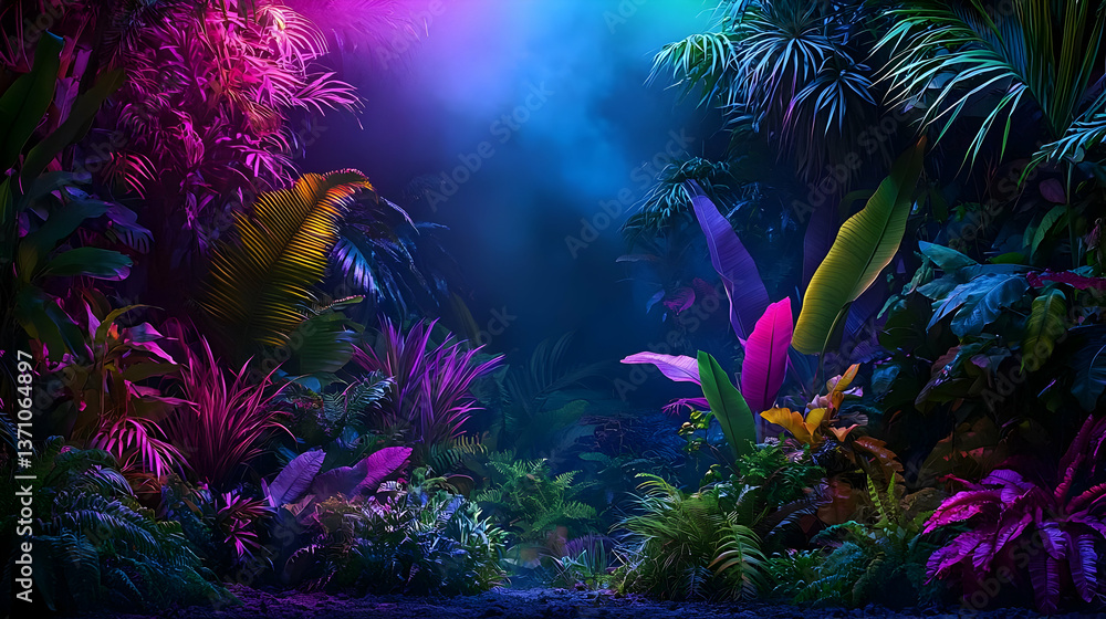 Fototapeta premium Glowing Neon Tropical Forest