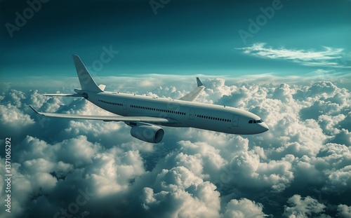 Airplane Flying Above the Clouds During Daytime With Bright Blue Sky