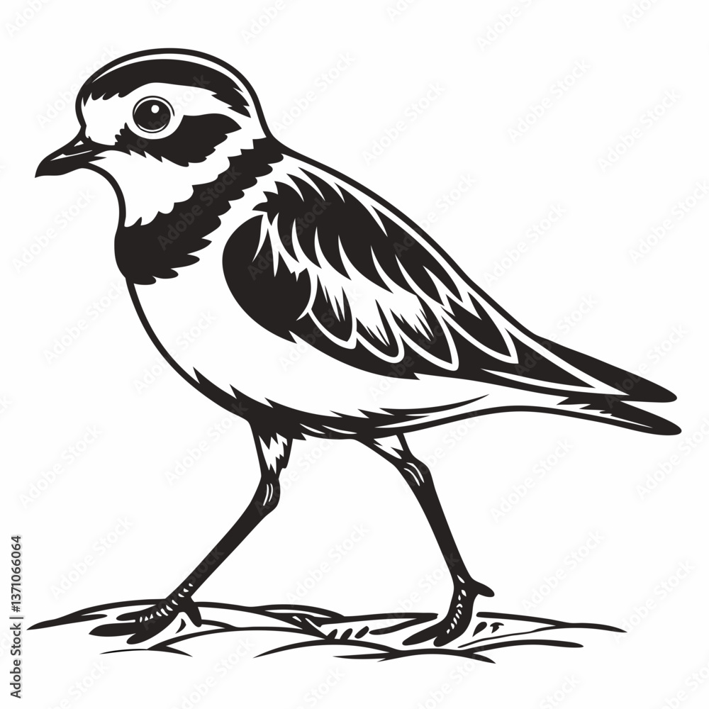 Obraz premium Piping plover black silhouette icon vector