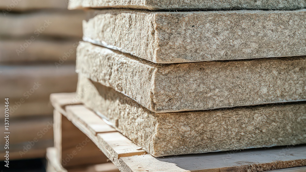 Stack of Compressed Fiber Boards Ready for Construction Use Stack of Compressed Fiber Boards Ready for Construction Use