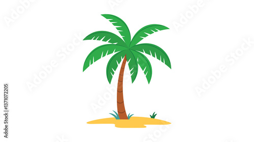 Tropical Paradise: A charming illustration of a palm tree swaying gently, a vivid symbol of island life, sunshine, and carefree days. 