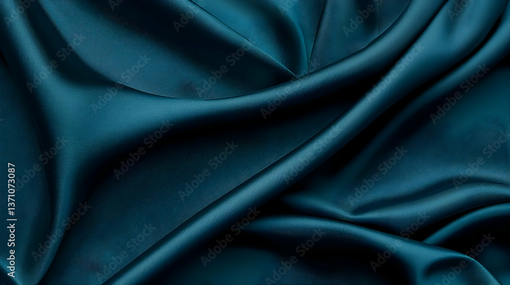Fototapeta premium Teal Silk Fabric Texture With Deep Hues