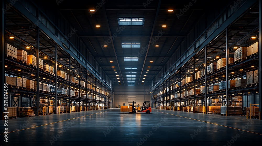 Distribution warehouse with organized inventory system high resolution picture Distribution warehouse with organized inventory system high resolution picture