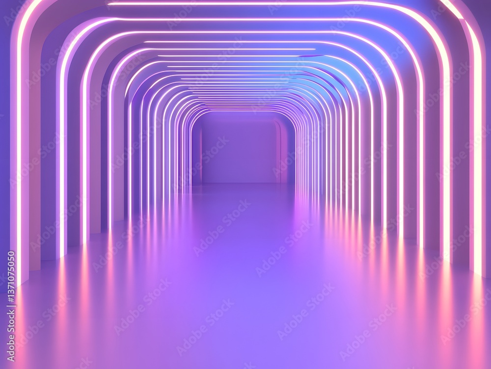 Abstract Purple Neon Tunnel Background Futuristic Glow Abstract Purple Neon Tunnel Background Futuristic Glow