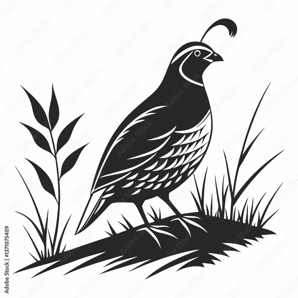 Fototapeta premium quail black silhouette icon vector