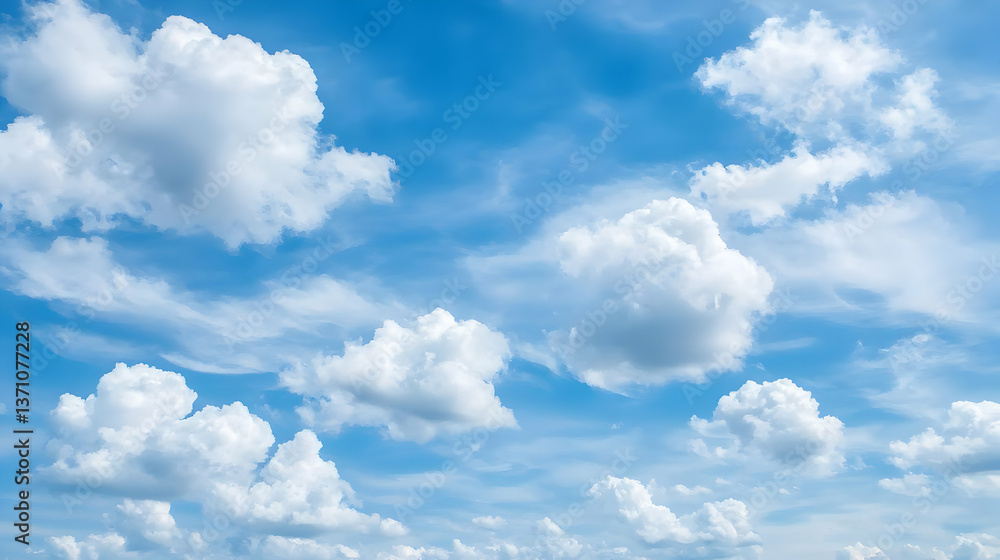 Obraz premium Beautiful Fluffy Clouds Against A Vivid Blue Sky