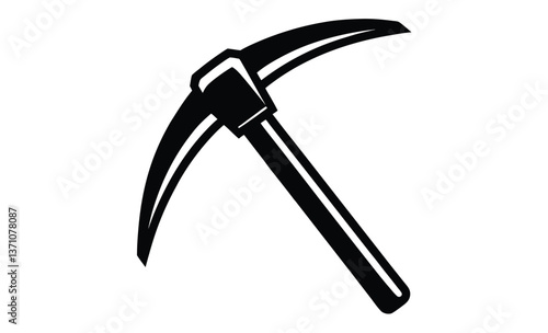 Pickaxe mining icon silhouette, mining resources with a pickaxe or pick axe flat vector icon for apps and games 
