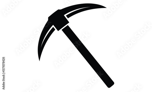 Pickaxe mining icon silhouette, mining resources with a pickaxe or pick axe flat vector icon for apps and games 