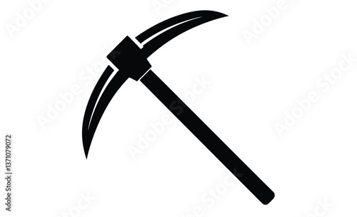 Pickaxe mining icon silhouette, mining resources with a pickaxe or pick axe flat vector icon for apps and games 
