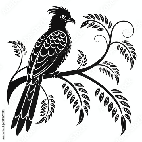 Quetzal black silhouette icon vector