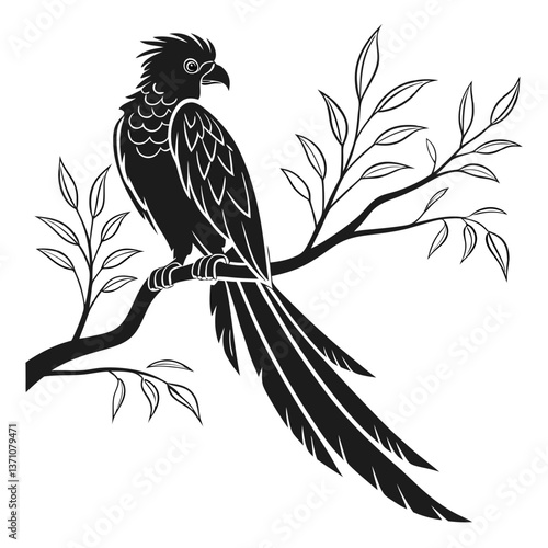 Quetzal black silhouette icon vector