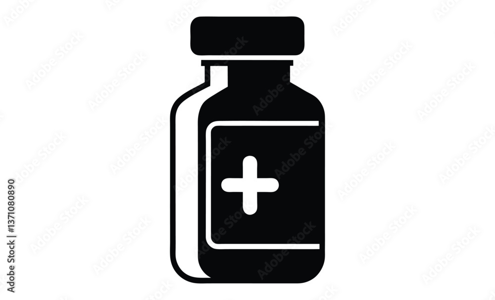Vitamin tablets bottle silhouette, the best vitamin tablets medical bottle silhouette, icon vector illustration in trendy style Vitamin tablets bottle silhouette, the best vitamin tablets medical bottle silhouette, icon vector illustration in trendy style