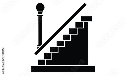 Stair tool icon vector silhouette, stair tool isolated icon vector illustration design 