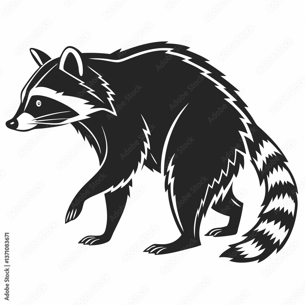Obraz premium Raccoon black silhouette icon vector