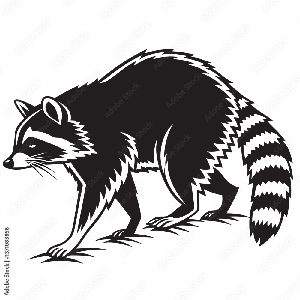 Obraz premium Raccoon black silhouette icon vector