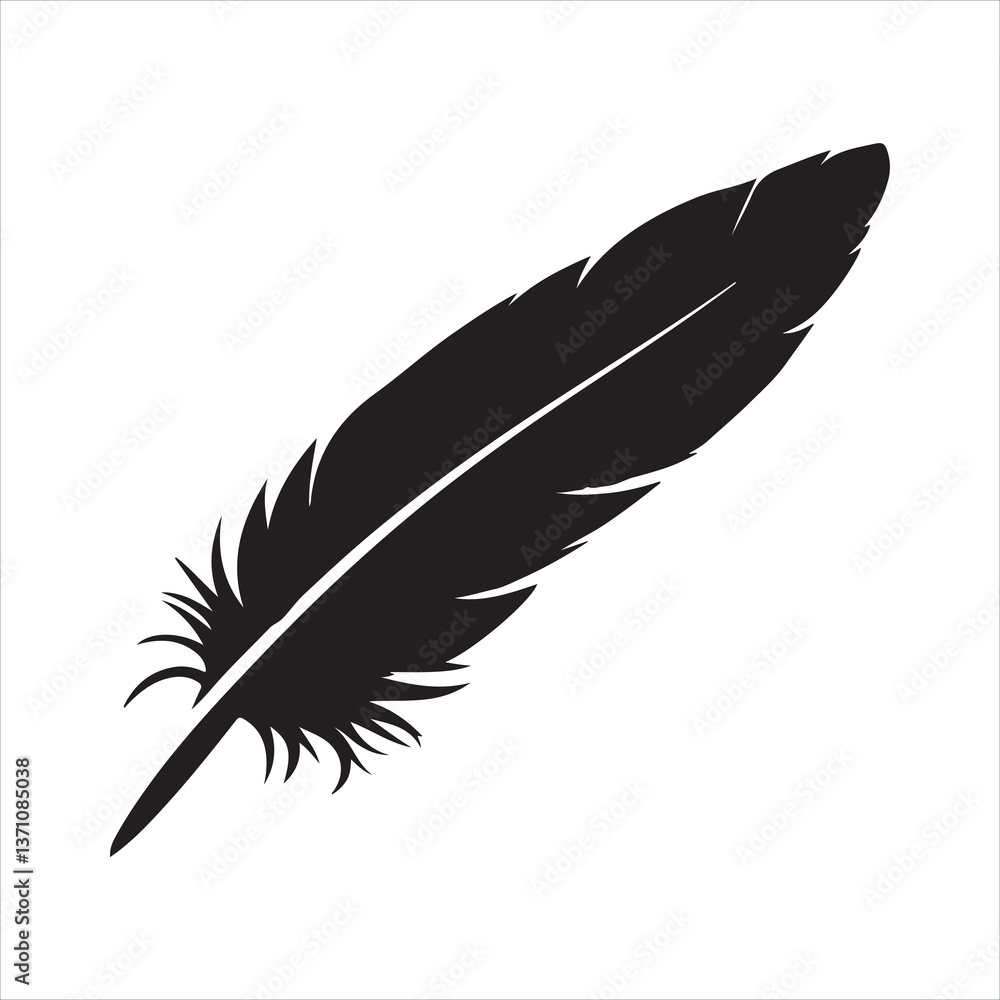 Fototapeta premium Feather set black silhouette 