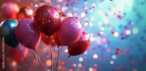 Celebration With Colorful Balloons and Confetti at a Joyful Party Atmosphere