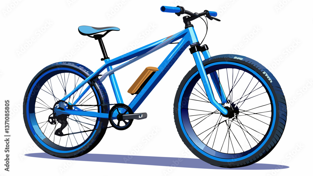 Fototapeta premium Blue mountain bike on an isolated white background. 3d rendering.