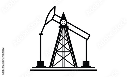 Oil derrick mine icon silhouette, Oil derrick mine, Vector drawing 