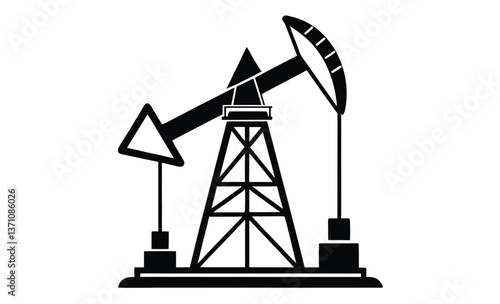 Oil derrick mine icon silhouette, Oil derrick mine, Vector drawing 