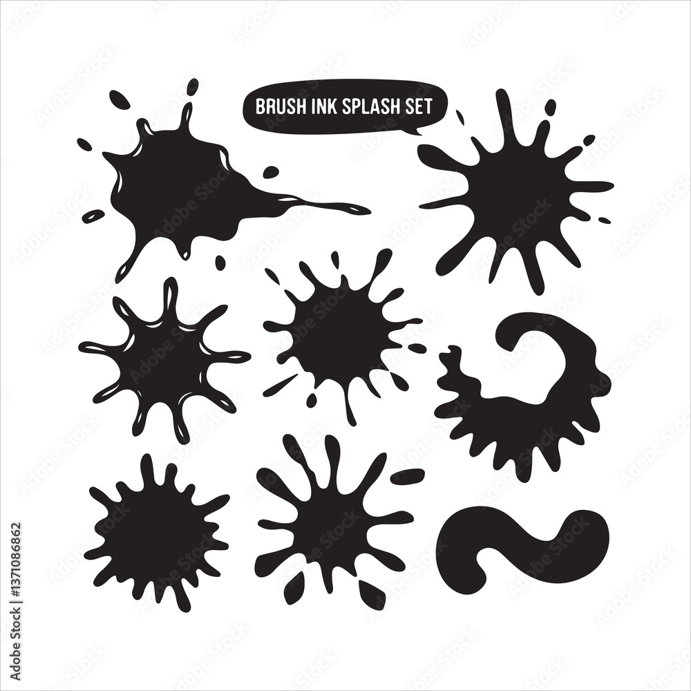 Fototapeta premium Brush Ink Splash black silhouette