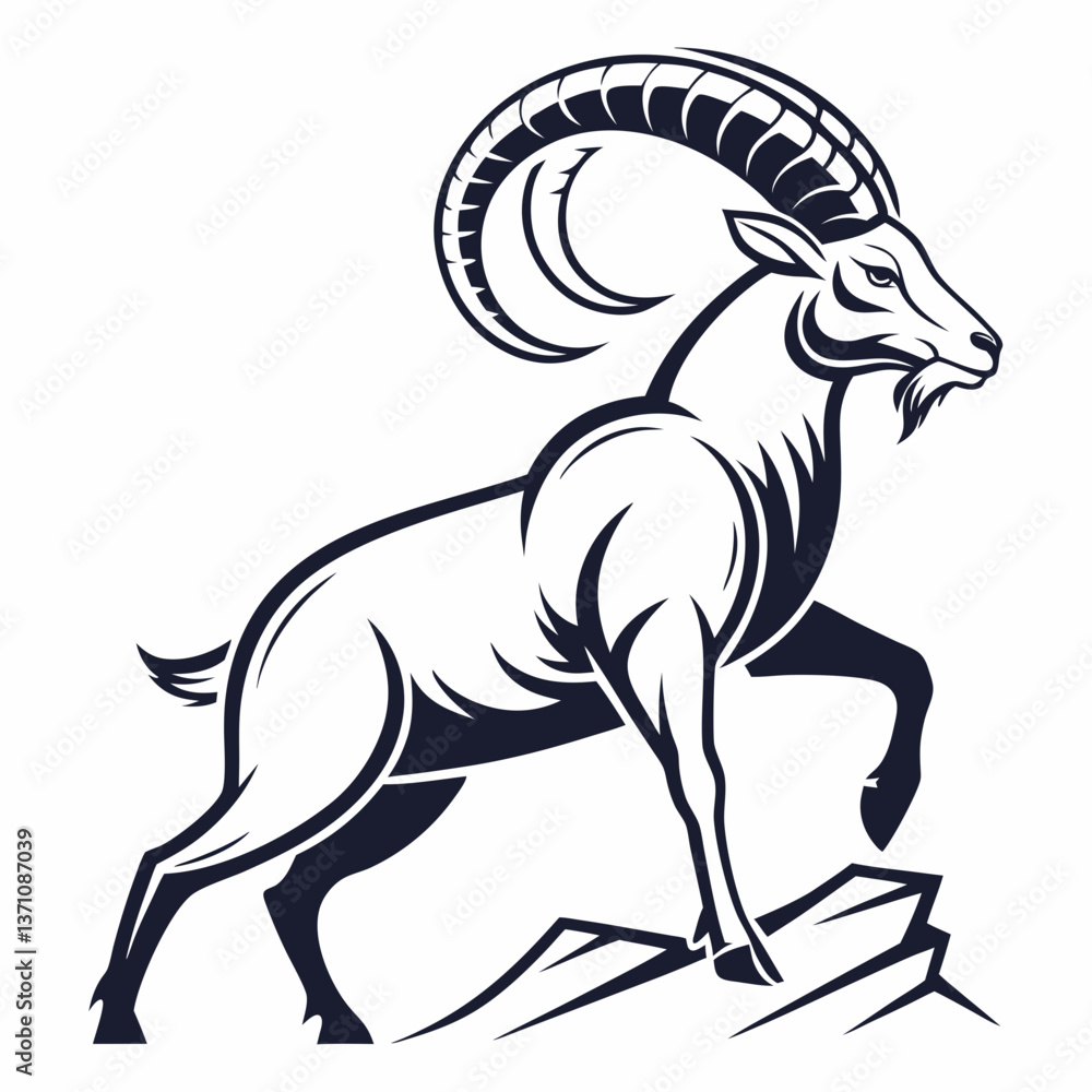 Obraz premium ram black silhouette icon vector
