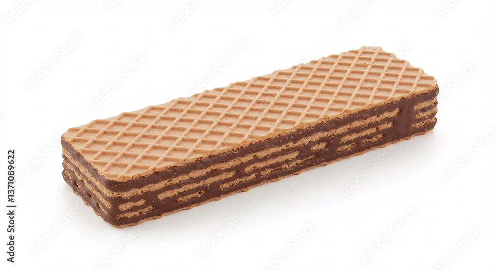 Close-up shot of a chocolate wafer bar with crisp layers and creamy cocoa filling, partially coated or lightly coated with chocolate. Perfect for sweet snack ads, packaging design, or editorial use. Close-up shot of a chocolate wafer bar with crisp layers and creamy cocoa filling, partially coated or lightly coated with chocolate. Perfect for sweet snack ads, packaging design, or editorial use.