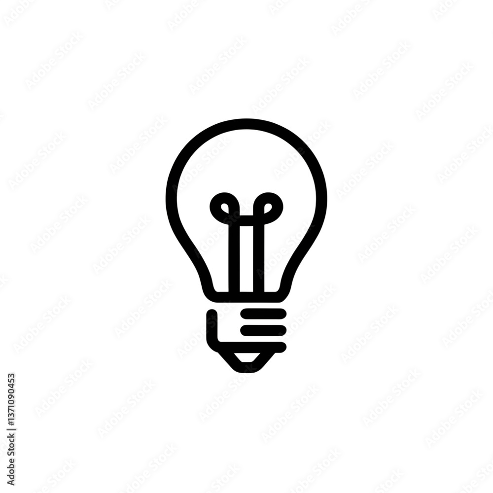 Graphic element, vector icon of black silhouette of a light bulb with filament on transparent background. Graphic element, vector icon of black silhouette of a light bulb with filament on transparent background.
