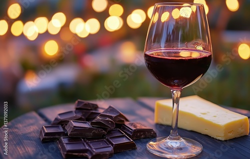 Enjoying Wine and Chocolate Pairing With Cheese at a Cozy Evening Gathering