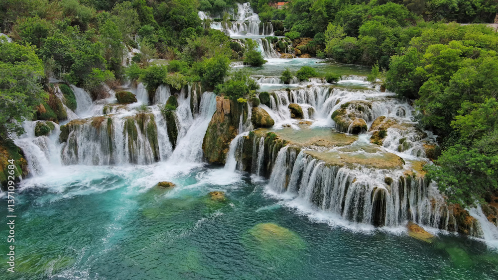 Obraz premium Krka Waterfalls with turquoise water