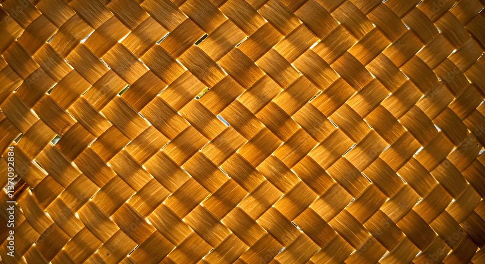 Intricate woven palm frond pattern creates a textured natural surface Intricate woven palm frond pattern creates a textured natural surface