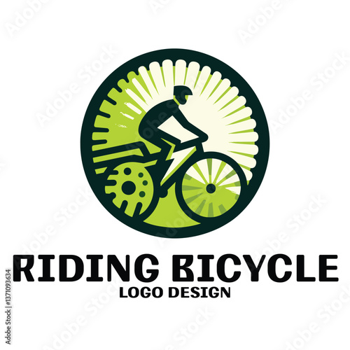 Riding Bicycle Vector Logo Design