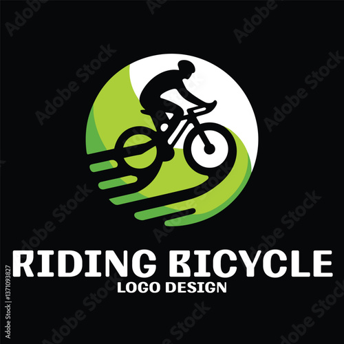 Riding Bicycle Vector Logo Design