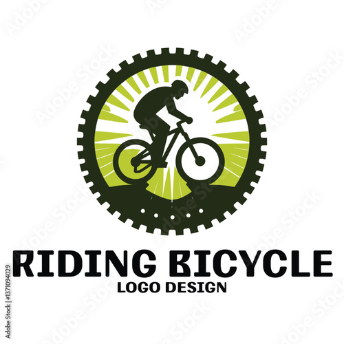 Riding Bicycle Vector Logo Design