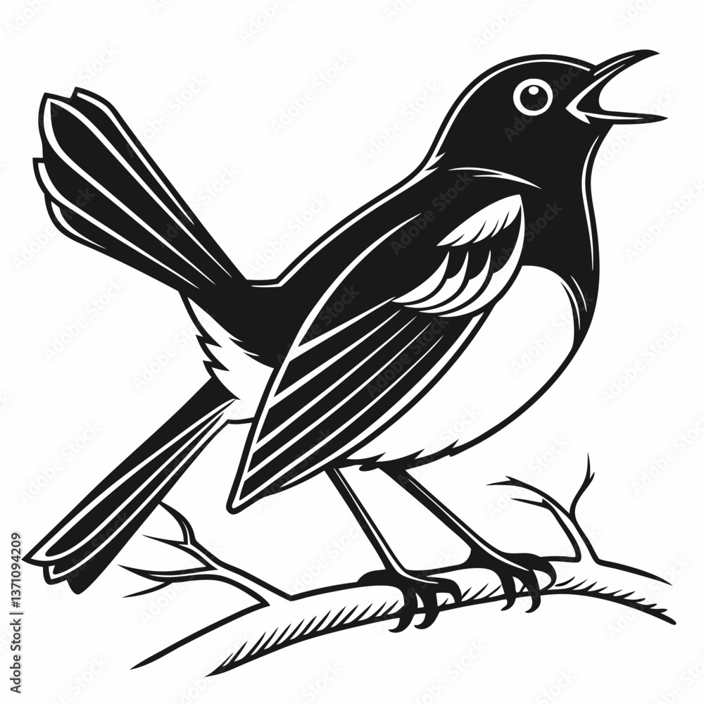 Naklejka premium Robin black silhouette icon vector
