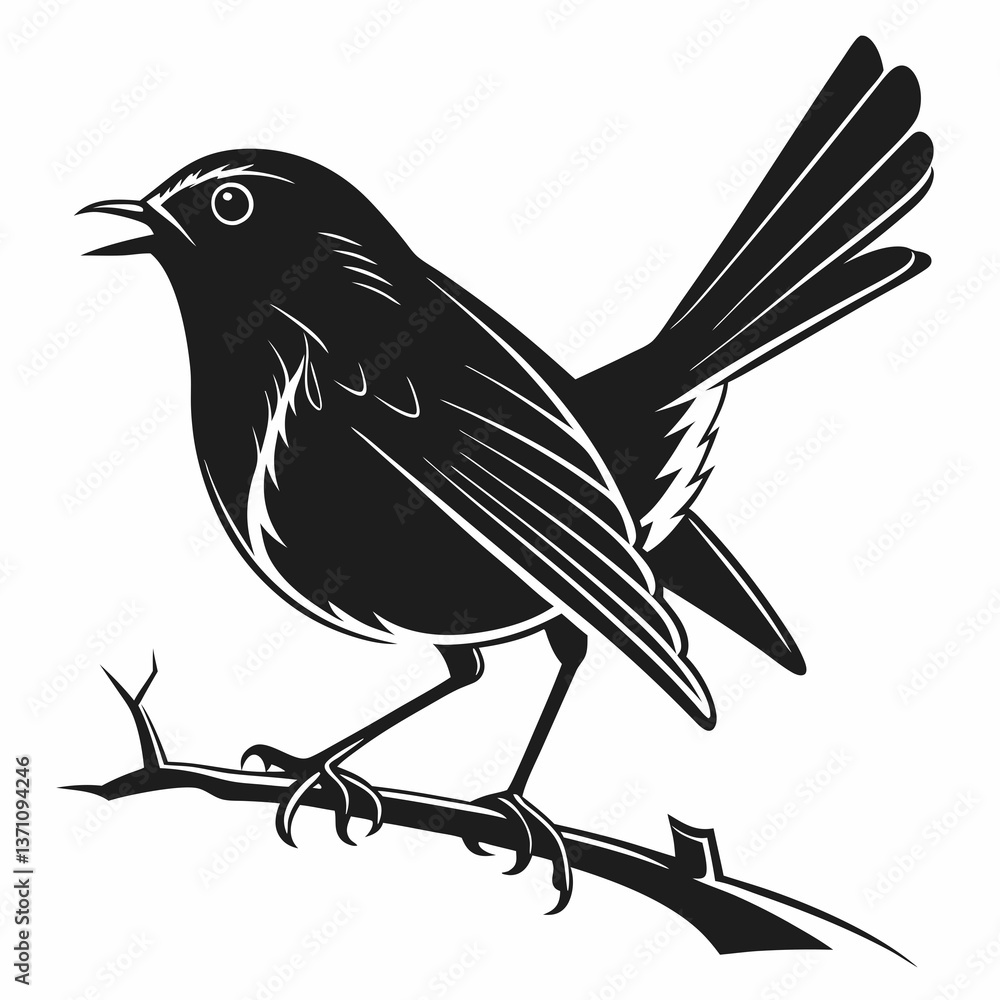 Obraz premium Robin black silhouette icon vector